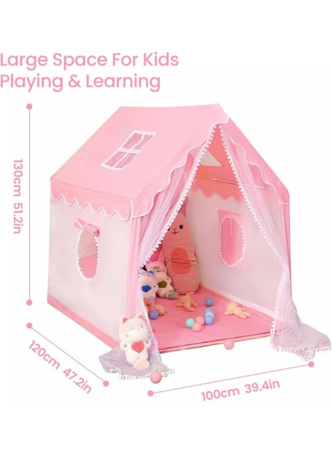 Kids Princess Castle Playhouse Tent – Foldable Indoor & Outdoor Play Tent (Pink) - Image 3